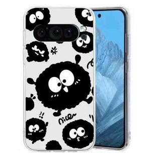 For Google Pixel 9 Pro Colored Drawing Pattern Transparent TPU Phone Case(Black Eye)