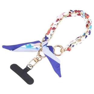 Mobile Phone Anti-lost Silk Scarf Short Lanyard(Dark Blue)