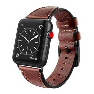 For Apple Watch Series 7 45mm / 6 & SE & 5 & 4 44mm / 3 & 2 & 1 42mm Nail Style Leather Retro Wrist Strap(Coffee)