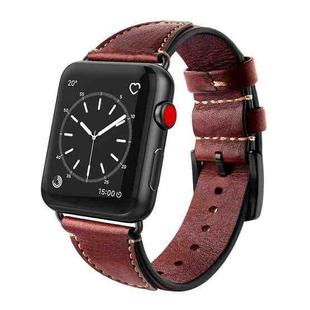 For Apple Watch Series 7 41mm / 6 & SE & 5 & 4 40mm / 3 & 2 & 1 38mm Nail Style Leather Retro Wrist Strap(Wine Red)