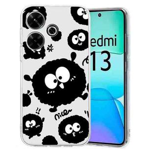 For Xiaomi Redmi 13 4G Colored Drawing Pattern Transparent TPU Phone Case(Black Eye)