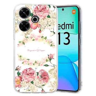For Xiaomi Redmi 13 4G Colored Drawing Pattern Transparent TPU Phone Case(Rose)