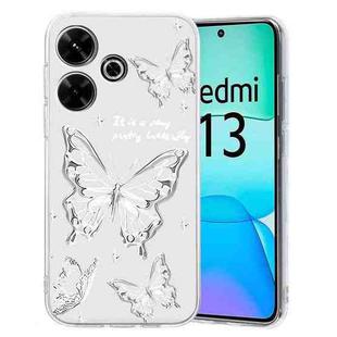 For Xiaomi Redmi 13 4G Colored Drawing Pattern Transparent TPU Phone Case(Butterflies)
