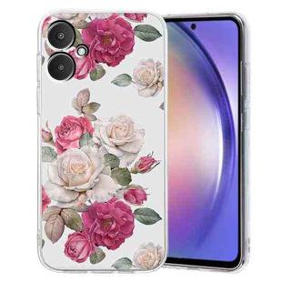 For Xiaomi Redmi 13C Colored Drawing Pattern Transparent TPU Phone Case(Peony)