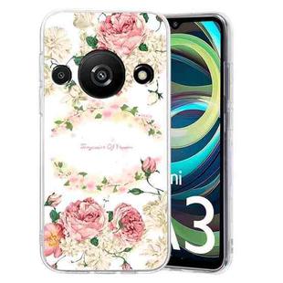 For Xiaomi Redmi A3 Colored Drawing Pattern Transparent TPU Phone Case(Rose)