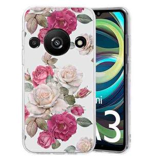 For Xiaomi Redmi A3 Colored Drawing Pattern Transparent TPU Phone Case(Peony)