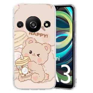 For Xiaomi Redmi A3 Colored Drawing Pattern Transparent TPU Phone Case(Bear)