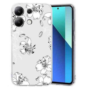 For Xiaomi Redmi Note 13 4G Colored Drawing Pattern Transparent TPU Phone Case(White Flower)