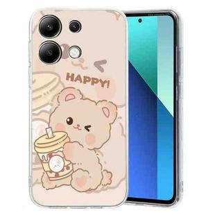 For Xiaomi Redmi Note 13 4G Colored Drawing Pattern Transparent TPU Phone Case(Bear)