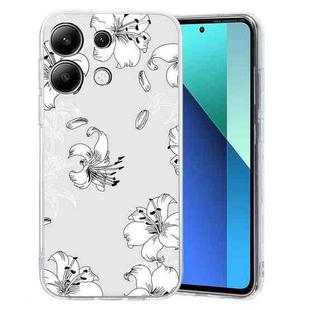 For Xiaomi Redmi Note 13 5G Colored Drawing Pattern Transparent TPU Phone Case(White Flower)