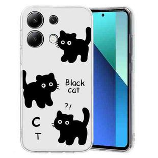 For Xiaomi Redmi Note 13 5G Colored Drawing Pattern Transparent TPU Phone Case(Black Cat)