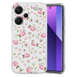 For Xiaomi Redmi Note 13 Pro+ Colored Drawing Pattern Transparent TPU Phone Case(Pink Floral)