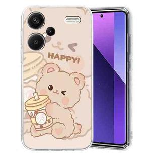 For Xiaomi Redmi Note 13 Pro+ Colored Drawing Pattern Transparent TPU Phone Case(Bear)