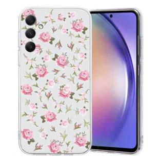 For Samsung Galaxy S23 FE 5G Colored Drawing Pattern Transparent TPU Phone Case(Pink Floral)