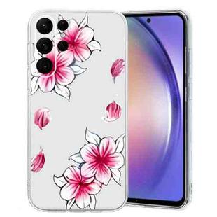 For Samsung Galaxy S23 Ultra 5G Colored Drawing Pattern Transparent TPU Phone Case(Sakura)