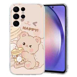 For Samsung Galaxy S23 Ultra 5G Colored Drawing Pattern Transparent TPU Phone Case(Bear)