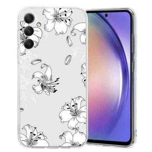 For Samsung Galaxy S24 5G Colored Drawing Pattern Transparent TPU Phone Case(White Flower)
