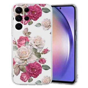 For Samsung Galaxy S24 Ultra 5G Colored Drawing Pattern Transparent TPU Phone Case(Peony)