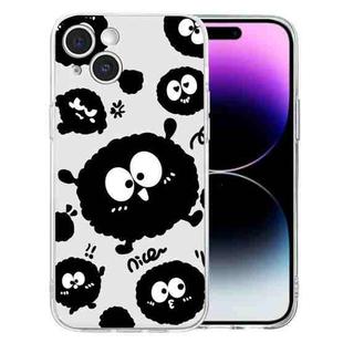 For iPhone 14 Colored Drawing Pattern Transparent TPU Phone Case(Black Eye)