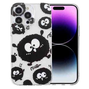 For iPhone 14 Pro Colored Drawing Pattern Transparent TPU Phone Case(Black Eye)