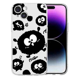 For iPhone 15 Plus Colored Drawing Pattern Transparent TPU Phone Case(Black Eye)