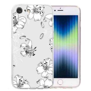 For iPhone SE 2022 / SE 2020 / 8 / 7 Colored Drawing Pattern Transparent TPU Phone Case(White Flower)