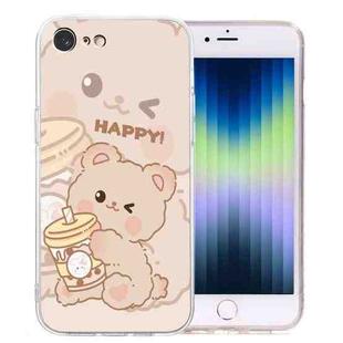 For iPhone SE 2022 / SE 2020 / 8 / 7 Colored Drawing Pattern Transparent TPU Phone Case(Bear)