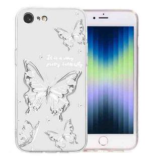 For iPhone SE 2022 / SE 2020 / 8 / 7 Colored Drawing Pattern Transparent TPU Phone Case(Butterflies)