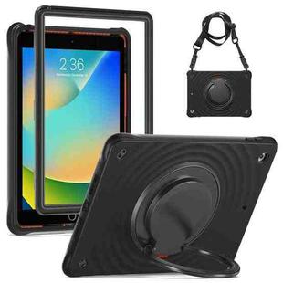 For iPad 10.2 2021 / 2020 / 2019 Rotation Handle Holder Silicone Hybrid PC Tablet Case(Black)