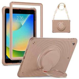 For iPad 10.2 2021 / 2020 / 2019 Rotation Handle Holder Silicone Hybrid PC Tablet Case(Light Coffee)