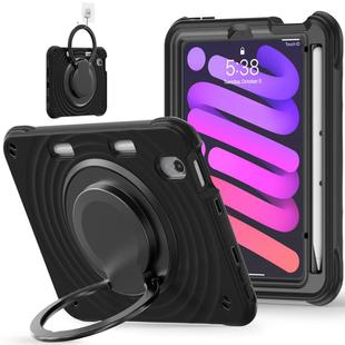 For iPad mini 2024 / mini 6 Rotation Handle Holder Silicone Hybrid PC Tablet Case(Black)