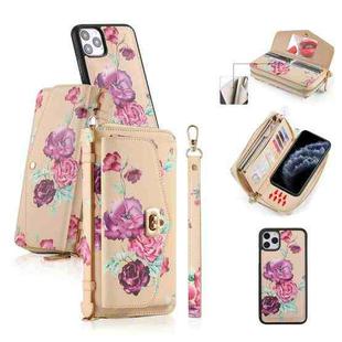 For iPhone 11 Pro POLA Flower Multi-functional Crossbody Zipper Wallet Leather Phone Case(Yellow)