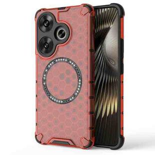 For Xiaomi Redmi Turbo 3 Honeycomb Magnetic Ring Shockproof Phone Case(Red)