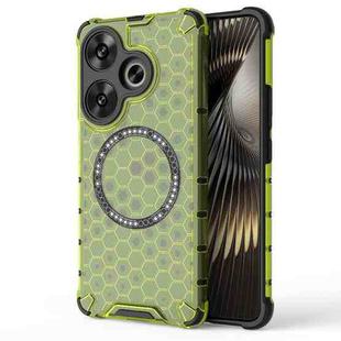 For Xiaomi Redmi Turbo 3 Honeycomb Magnetic Ring Shockproof Phone Case(Green)