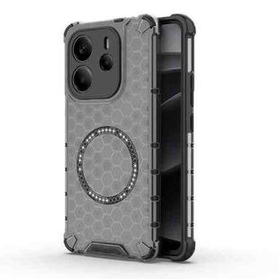 For Redmi Note 14 4G 163.25mm Global Honeycomb Magnetic Ring Shockproof Phone Case(Black)