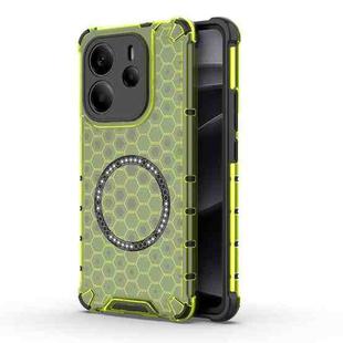 For Redmi Note 14 4G 163.25mm Global Honeycomb Magnetic Ring Shockproof Phone Case(Green)