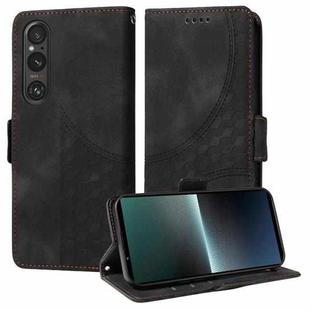 For Sony Xperia 1 V Embossed Rhombus Starry Leather Phone Case(Black)