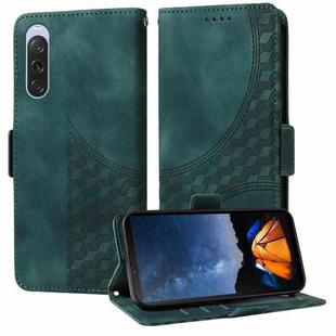 For Sony Xperia 10 V Embossed Rhombus Starry Leather Phone Case(Green)