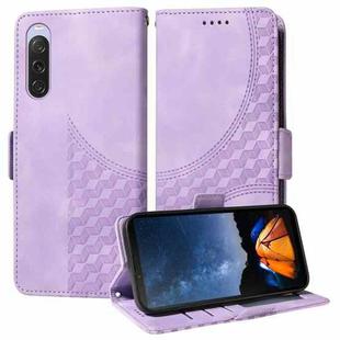 For Sony Xperia 10 V Embossed Rhombus Starry Leather Phone Case(Purple)