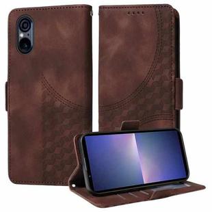 For Sony Xperia 5 VI Embossed Rhombus Starry Leather Phone Case(Brown)