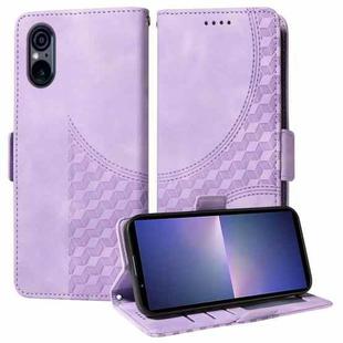 For Sony Xperia 5 VI Embossed Rhombus Starry Leather Phone Case(Purple)