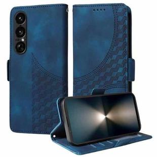 For Sony Xperia 1 VII Embossed Rhombus Starry Leather Phone Case(Blue)