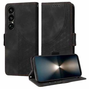For Sony Xperia 1 VII Embossed Rhombus Starry Leather Phone Case(Black)