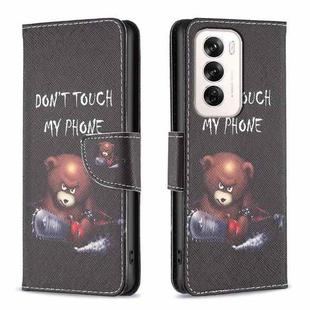 For OPPO Reno12 Global Colored Drawing Pattern Leather Phone Case(Bear)