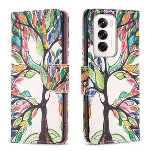 For OPPO Reno12 Global Colored Drawing Pattern Leather Phone Case(Tree Life)