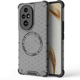 For Honor 200 Pro Honeycomb Magnetic Ring Shockproof Phone Case(Black)