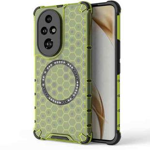 For Honor 200 Pro Honeycomb Magnetic Ring Shockproof Phone Case(Green)