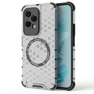 For Honor 200 Lite Global Honeycomb Magnetic Ring Shockproof Phone Case(White)