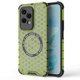 For Honor 200 Lite Global Honeycomb Magnetic Ring Shockproof Phone Case(Green)