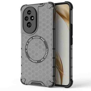 For Honor 200 Honeycomb Magnetic Ring Shockproof Phone Case(Black)